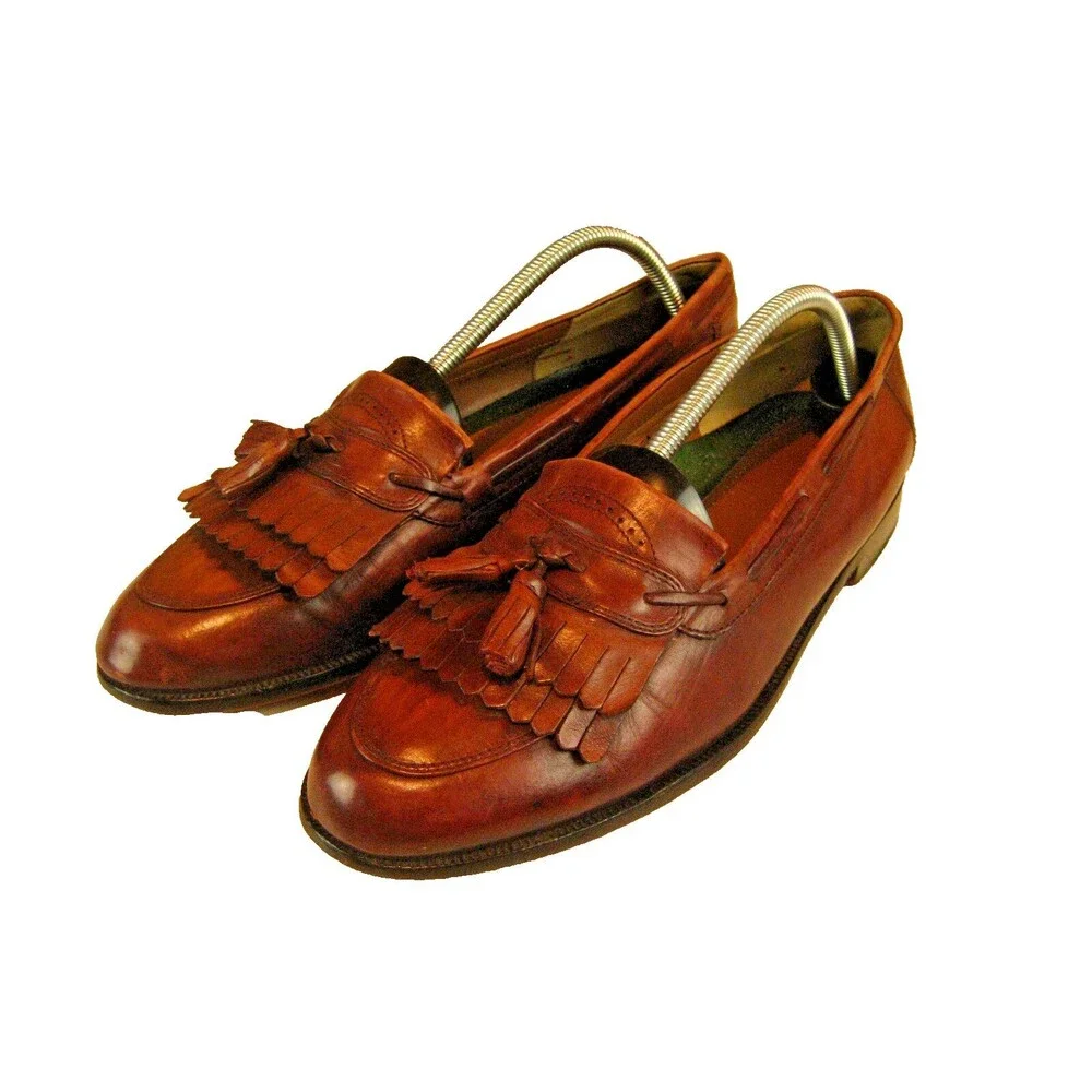 Mens Nettleton Tan Leather Kilted Tassle Loafers sz 10M